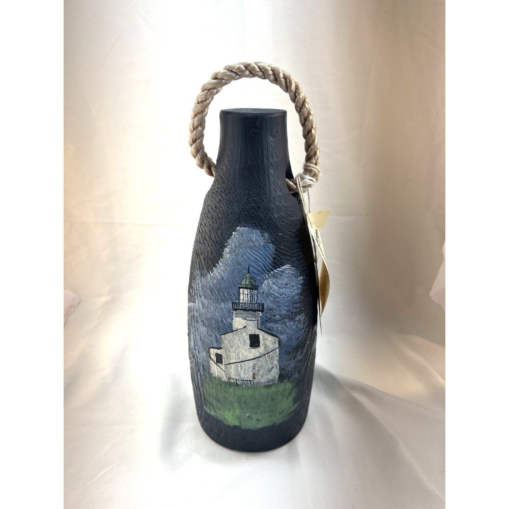 Maine‎ Made Hand Painted Wooden Buoy Old Point Loma Lighthouse Nautical Art